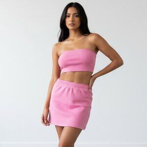 Aritzia Tna Airy Fleece Pink Mini Pull On Skirt Size 2XS